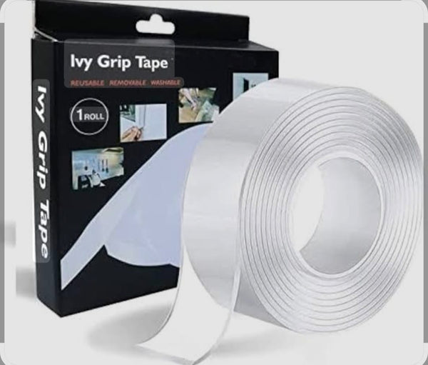 Ivy Grip™ Double-Sided Nano Gel Tape – Heavy-Duty Transparent, Washable & Reusable Mounting Adhesive for Home, Office & Car (Traceless, Multipurpose Wall Grip Tape)