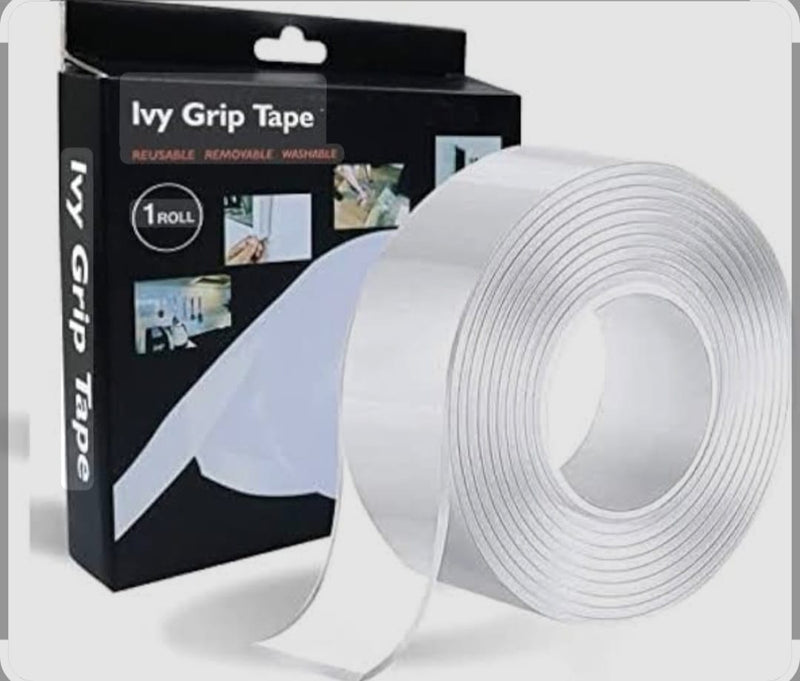 Ivy Grip™ Double-Sided Nano Gel Tape – Heavy-Duty Transparent, Washable & Reusable Mounting Adhesive for Home, Office & Car (Traceless, Multipurpose Wall Grip Tape)